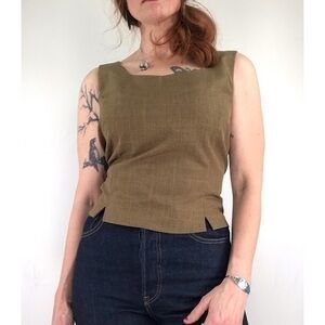 Vintage ‘Perceptions’ Khaki Green Fitted Tank Top